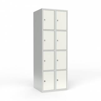 Skoleskab 2x300 Lige tag 4 rum i h&oslash;jden Hvid st&aring;ld&oslash;r Greb for h&aelig;ngel&aring;s