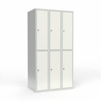 Skoleskab 3x300 Lige tag 2 rum i h&oslash;jden Hvid st&aring;ld&oslash;r Greb for h&aelig;ngel&aring;s