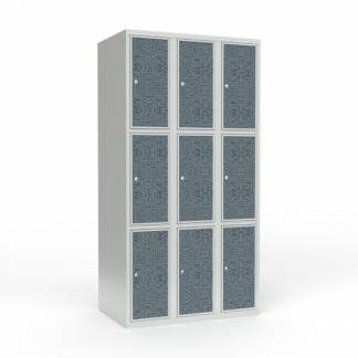 Skoleskab 3x300 Lige tag 3 rum i h&oslash;jden VirrVarr Black laminatd&oslash;r Cylinderl&aring;s