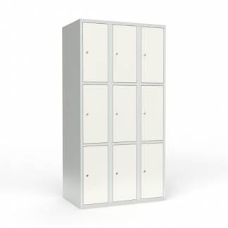 Skoleskab 3x300 Lige tag 3 rum i h&oslash;jden Hvid st&aring;ld&oslash;r Cylinderl&aring;s