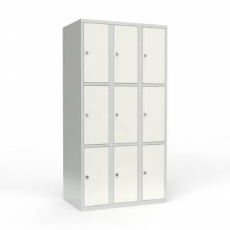 Skoleskab 3x300 Lige tag 3 rum i højden Hvid ståldør Greb for hængelås