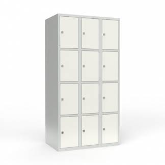 Skoleskab 3x300 Lige tag 4 rum i h&oslash;jden Hvid st&aring;ld&oslash;r Greb for h&aelig;ngel&aring;s