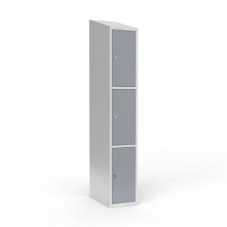 Skoleskab 1x300 Skr&aring;t tag 3 rum i h&oslash;jden Gr&aring; st&aring;ld&oslash;r Greb for h&aelig;ngel&aring;s