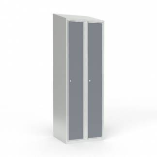 Skoleskab 2x300 Skr&aring;t tag 1 rum i h&oslash;jden Lys gr&aring; laminatd&oslash;r Cylinderl&aring;s