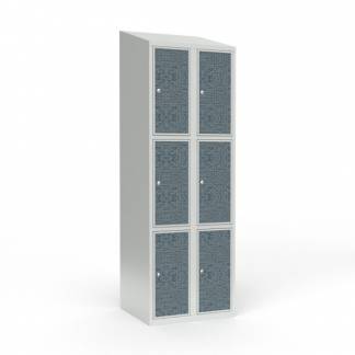 Skoleskab 2x300 Skr&aring;t tag 3 rum i h&oslash;jden VirrVarr Black laminatd&oslash;r Cylinderl&aring;s