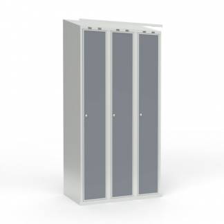 Skoleskab 3x300 Skr&aring;t tag 1 rum i h&oslash;jden Lys gr&aring; laminatd&oslash;r Cylinderl&aring;s