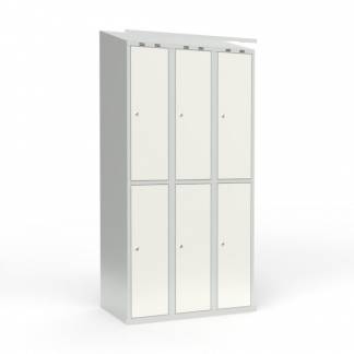 Skoleskab 3x300 Skr&aring;t tag 2 rum i h&oslash;jden Hvid st&aring;ld&oslash;r Cylinderl&aring;s