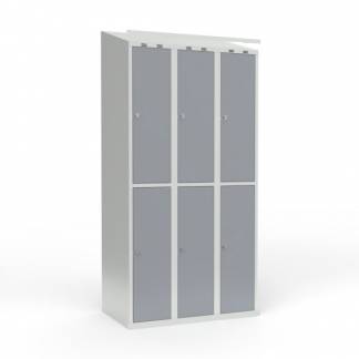 Skoleskab 3x300 Skr&aring;t tag 2 rum i h&oslash;jden Gr&aring; st&aring;ld&oslash;r Greb for h&aelig;ngel&aring;s