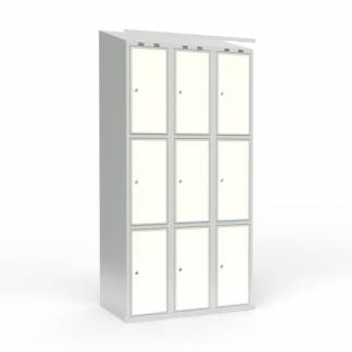 Skoleskab 3x300 Skr&aring;t tag 3 rum i h&oslash;jden Hvid laminatd&oslash;r Cylinderl&aring;s