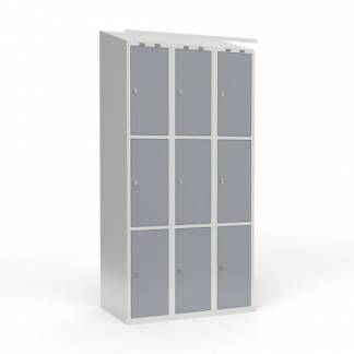 Skoleskab 3x300 Skr&aring;t tag 3 rum i h&oslash;jden Gr&aring; st&aring;ld&oslash;r Greb for h&aelig;ngel&aring;s