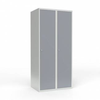 Skoleskab 2x400 Lige tag 1 rum i h&oslash;jden Gr&aring; st&aring;ld&oslash;r Greb for h&aelig;ngel&aring;s