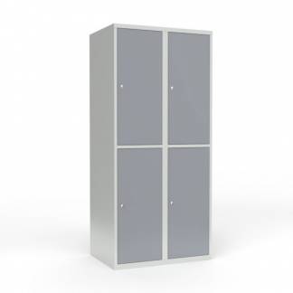 Skoleskab 2x400 Lige tag 2 rum i h&oslash;jden Gr&aring; st&aring;ld&oslash;r Cylinderl&aring;s