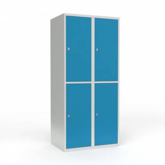 Skoleskab 2x400 Lige tag 2 rum i h&oslash;jden Lys bl&aring;  st&aring;ld&oslash;r Greb for h&aelig;ngel&aring;s