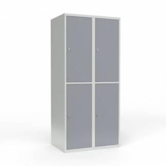 Skoleskab 2x400 Lige tag 2 rum i h&oslash;jden Gr&aring; st&aring;ld&oslash;r Greb for h&aelig;ngel&aring;s