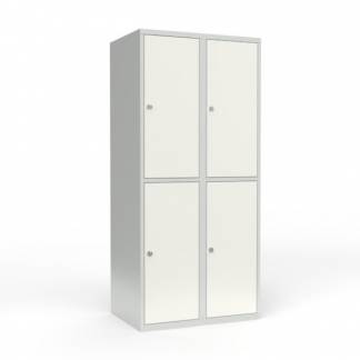 Skoleskab 2x400 Lige tag 2 rum i h&oslash;jden Hvid st&aring;ld&oslash;r Greb for h&aelig;ngel&aring;s