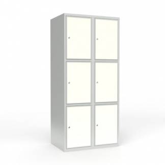 Skoleskab 2x400 Lige tag 3 rum i h&oslash;jden Hvid laminatd&oslash;r Cylinderl&aring;s