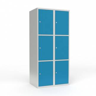 Skoleskab 2x400 Lige tag 3 rum i h&oslash;jden Lys bl&aring;  st&aring;ld&oslash;r Cylinderl&aring;s