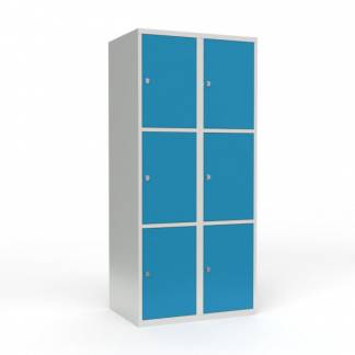 Skoleskab 2x400 Lige tag 3 rum i h&oslash;jden Lys bl&aring;  st&aring;ld&oslash;r Greb for h&aelig;ngel&aring;s