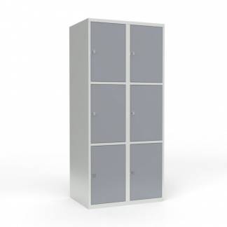 Skoleskab 2x400 Lige tag 3 rum i h&oslash;jden Gr&aring; st&aring;ld&oslash;r Greb for h&aelig;ngel&aring;s