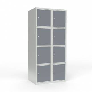 Skoleskab 2x400 Lige tag 4 rum i h&oslash;jden Lys gr&aring; laminatd&oslash;r Cylinderl&aring;s