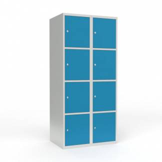 Skoleskab 2x400 Lige tag 4 rum i h&oslash;jden Lys bl&aring;  st&aring;ld&oslash;r Cylinderl&aring;s