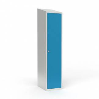 Skoleskab 1x400 Skr&aring;t tag 1 rum i h&oslash;jden Lys bl&aring;  st&aring;ld&oslash;r Greb for h&aelig;ngel&aring;s