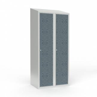 Skoleskab 2x400 Skr&aring;t tag 1 rum i h&oslash;jden VirrVarr Black laminatd&oslash;r Cylinderl&aring;s