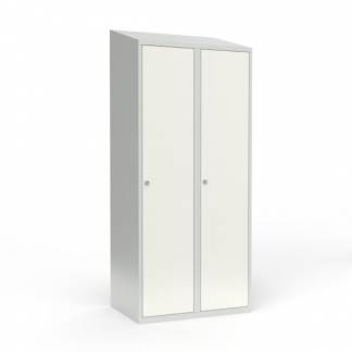 Skoleskab 2x400 Skr&aring;t tag 1 rum i h&oslash;jden Hvid st&aring;ld&oslash;r Greb for h&aelig;ngel&aring;s