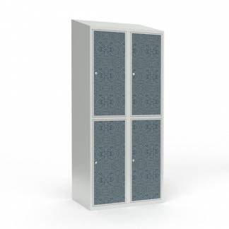 Skoleskab 2x400 Skr&aring;t tag 2 rum i h&oslash;jden VirrVarr Black laminatd&oslash;r Cylinderl&aring;s