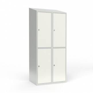 Skoleskab 2x400 Skr&aring;t tag 2 rum i h&oslash;jden Hvid st&aring;ld&oslash;r Greb for h&aelig;ngel&aring;s