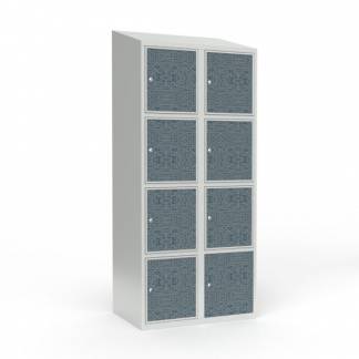 Skoleskab 2x400 Skr&aring;t tag 4 rum i h&oslash;jden VirrVarr Black laminatd&oslash;r Cylinderl&aring;s