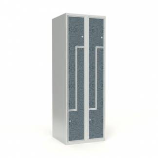 Skoleskab 2x300 Lige tag, Z-d&oslash;r VirrVarr Black laminatd&oslash;r Cylinderl&aring;s