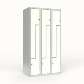 Skoleskab 3x300 Lige tag, Z-d&oslash;r Hvid laminatd&oslash;r Greb for h&aelig;ngel&aring;s