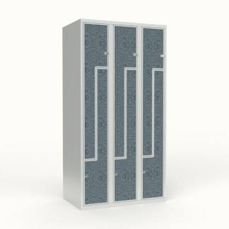 Skoleskab 3x300 Lige tag, Z-d&oslash;r VirrVarr Black laminatd&oslash;r Greb for h&aelig;ngel&aring;s