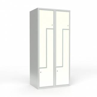 Skoleskab 2x400 Lige tag, Z-d&oslash;r Hvid laminatd&oslash;r Cylinderl&aring;s