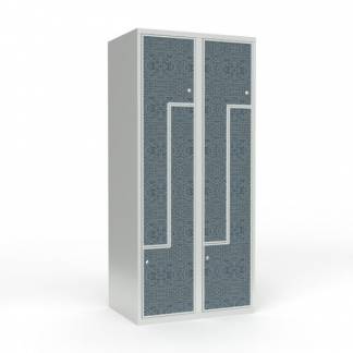 Skoleskab 2x400 Lige tag, Z-d&oslash;r VirrVarr Black laminatd&oslash;r Cylinderl&aring;s