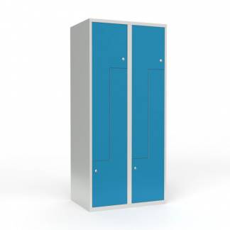 Skoleskab 2x400 Lige tag, Z-d&oslash;r Lys bl&aring; st&aring;ld&oslash;r Cylinderl&aring;s