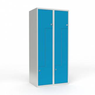 Skoleskab 2x400 Lige tag, Z-d&oslash;r Lys bl&aring; st&aring;ld&oslash;r Greb for h&aelig;ngel&aring;s