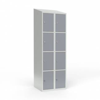 Skoleskab 2x300 Skr&aring;t tag 4 rum i h&oslash;jden Gr&aring; st&aring;ld&oslash;r Greb for h&aelig;ngel&aring;s