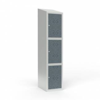 Skoleskab 1x400 Skr&aring;t tag 3 rum i h&oslash;jden VirrVarr Black laminatd&oslash;r Cylinderl&aring;s