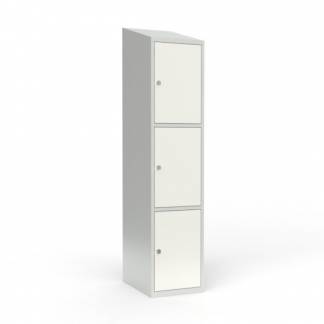 Skoleskab 1x400 Skr&aring;t tag 3 rum i h&oslash;jden Hvid st&aring;ld&oslash;r Greb for h&aelig;ngel&aring;s