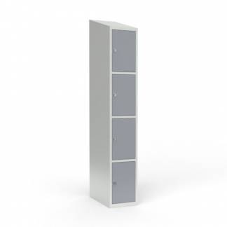 Skoleskab 1x300 Skr&aring;t tag 4 rum i h&oslash;jden Gr&aring; st&aring;ld&oslash;r Greb for h&aelig;ngel&aring;s