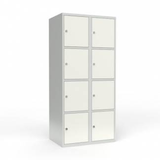 Skoleskab 2x400 Lige tag 4 rum i h&oslash;jden Hvid st&aring;ld&oslash;r Greb for h&aelig;ngel&aring;s