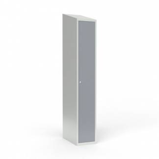 Skoleskab 1x300 Skr&aring;t tag 1 rum i h&oslash;jden Gr&aring; st&aring;ld&oslash;r Cylinderl&aring;s