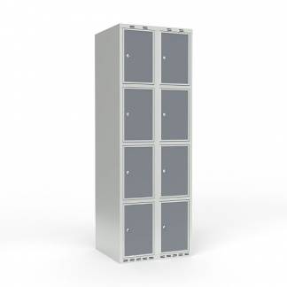 Skoleskab 2x300 Lige tag 4 rum i h&oslash;jden Lys gr&aring; laminatd&oslash;r Cylinderl&aring;s