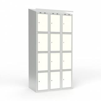 Skoleskab 3x300 Lige tag 4 rum i h&oslash;jden Hvid laminatd&oslash;r Cylinderl&aring;s