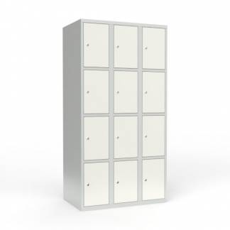 Skoleskab 3x300 Lige tag 4 rum i h&oslash;jden Hvid st&aring;ld&oslash;r Cylinderl&aring;s