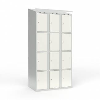 Skoleskab 3x300 Skr&aring;t tag 4 rum i h&oslash;jden Hvid st&aring;ld&oslash;r Cylinderl&aring;s