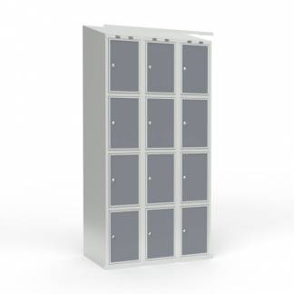 Skoleskab 3x300 Skr&aring;t tag 4 rum i h&oslash;jden Lys gr&aring; laminatd&oslash;r Cylinderl&aring;s