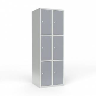 Skoleskab 2x300 Lige tag 3 rum i h&oslash;jden Gr&aring; st&aring;ld&oslash;r Cylinderl&aring;s